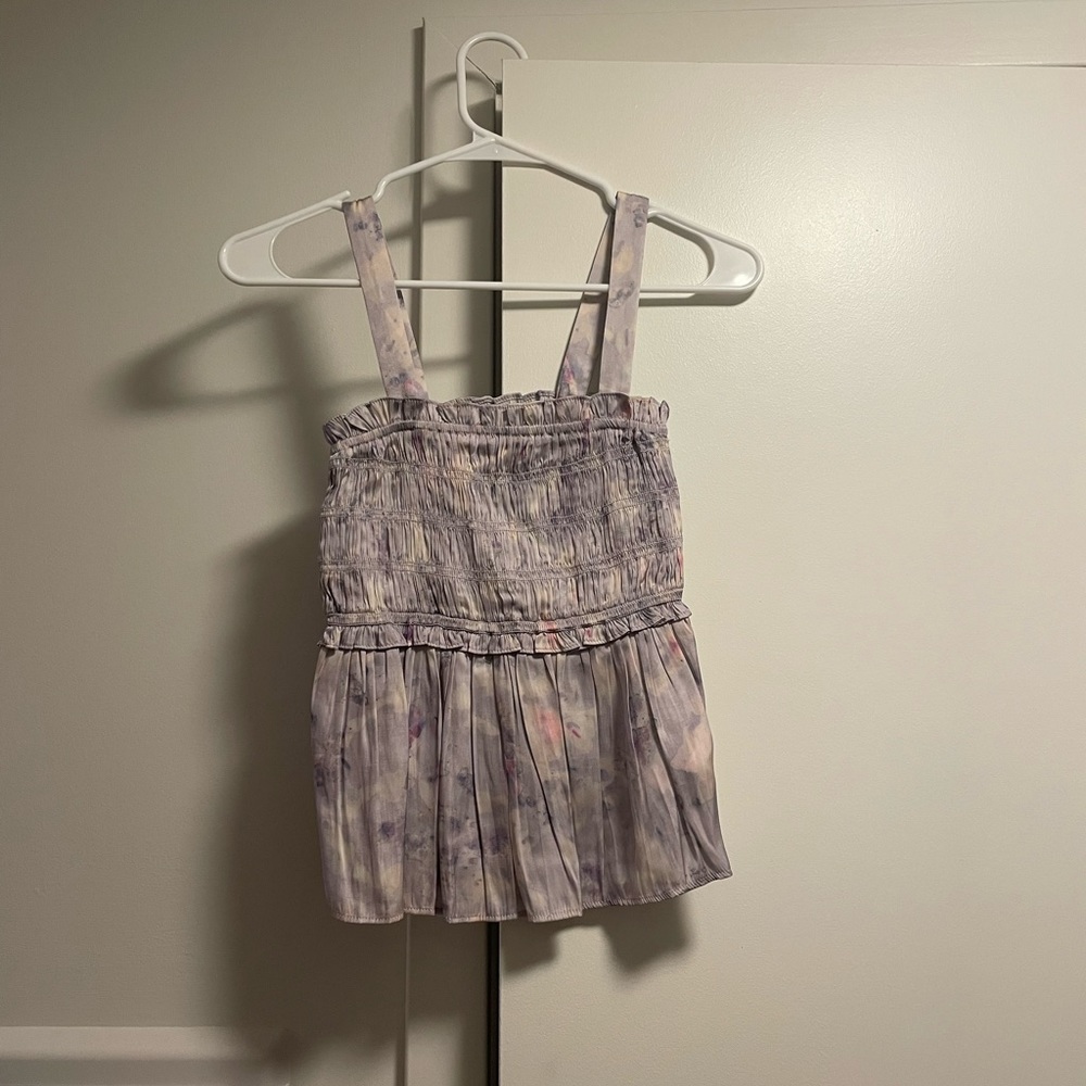 J.Crew Flora Obscura X J.Crew featherweight satin tank in lavender fields XS - Picture 7 of 8